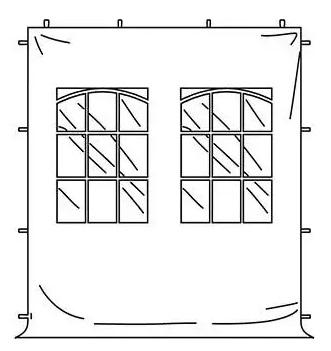 Seitenwand Blanco mit zwei Fenstern für Pavillon Budget 3x3m